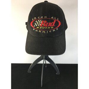 Vtg Anheuser-Busch Bud Racing Break All Barriers Baseball Cap Black Adjustable